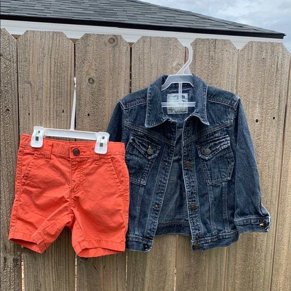 Take 50% OFF- 2pcs boys mixed match Kids Denim Jacket - Blue&orange, Size-4T